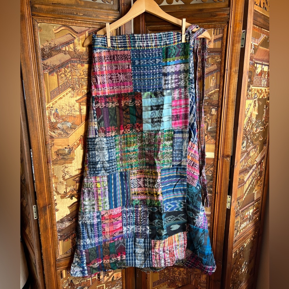 Boho Patchwork Maxi Wrap Skirt - Multicolor - image 1